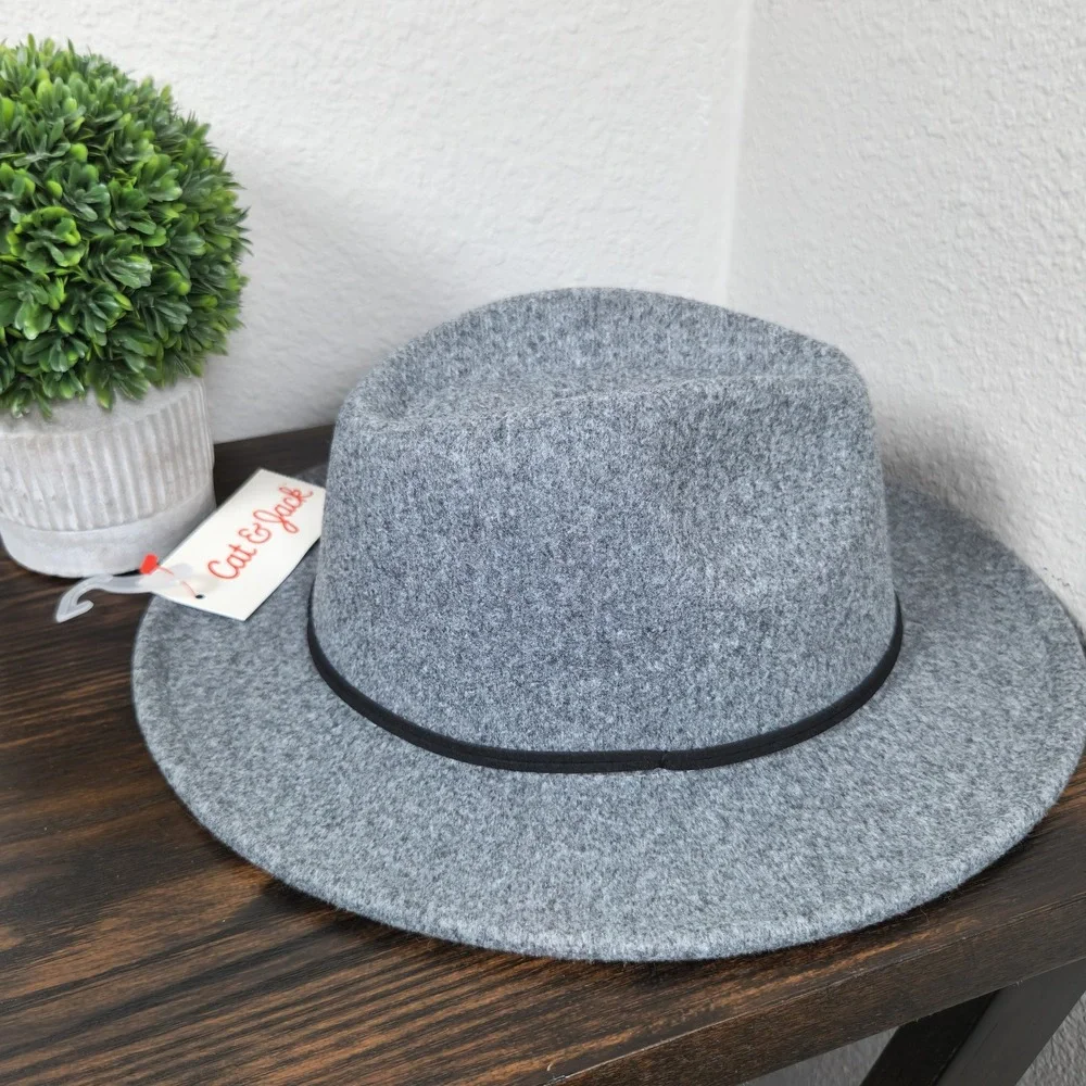 Cat Jack Kids Gray Felt‎ Fedora Hat with Black Band Size 12 24 Months NWT